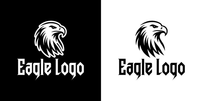 Modern Monochrome Eagle Logo with Angry Expression and Gothic Font for Premium Brand Image vector