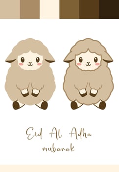 Eid Al Adha Mubarak Cute Small Sheep Design Illustration Editable vector