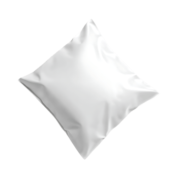 White square pillow mockup isolated on a transparent background png