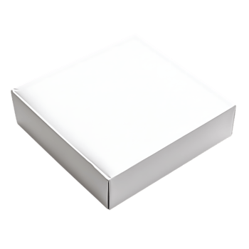 Blank white square box packaging isolated on transparent background png