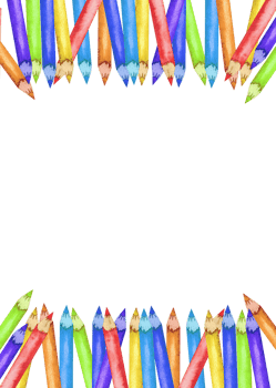 Creative design template with vibrant colorful pencils for arts and crafts. Template for certificate, diploma, invitation. Copy space. End of course. Back to school. Education concept. Hand drawn png