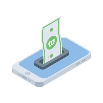 An amazing isometric icon of bitcoin earning vector