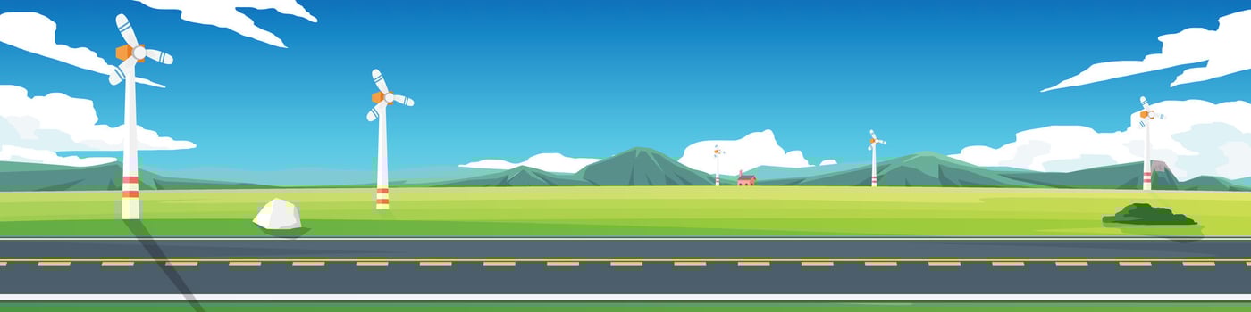 Wind turbines in a green landscape vector