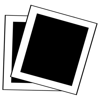 two black and white photo frames on a transparent background png
