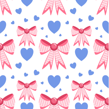 Bow and heart seamless pattern png