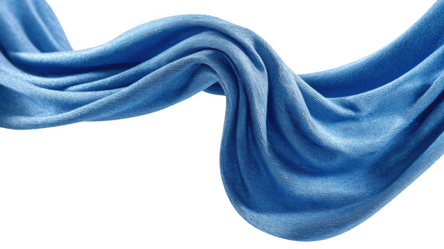 Blue lightweight jersey material bending and flowing with transparent background png