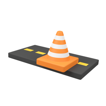 Traffic cones on the road isolated 3d render icon illustration png