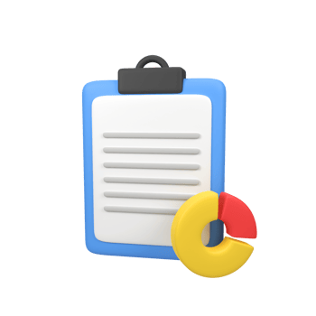 Financial document with pie chart isolated 3d render icon illustration png