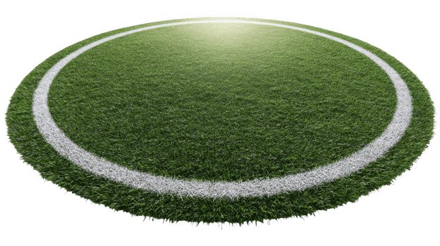 Center of soccer field with transparent background illuminating green grass png
