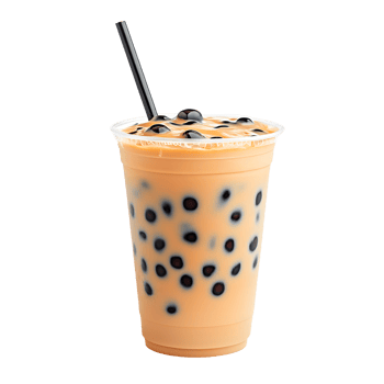 A delicious-looking bubble tea in a disposable cup. png