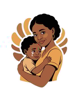 African American Mother Comforting Crying Child in Graphic Illustration Style vector