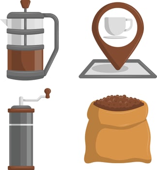 coffee equipment set vector