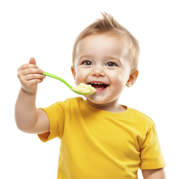 A young boy is eating a spoonful of food png