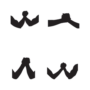 arm wrestling silhouette or illustration set vector