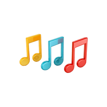 Three Dimensional Colorful Musical Notes and music notes on transparent background. png