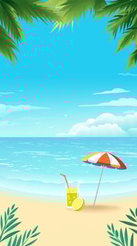 Beach drinks and umbrella on a sunny day vector
