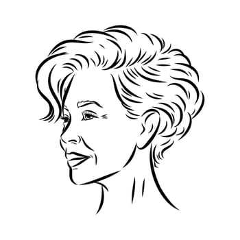 fashionable women's haircut black and white pattern vector