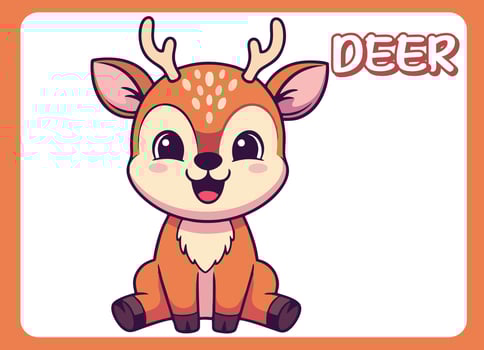 Cute little deer happy smile cartoon illustration. vector