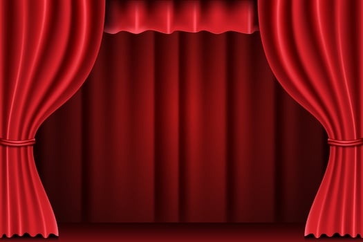 Red curtains for theater stage vector