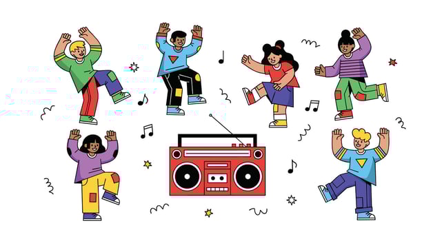 Celebrating Rhythm Together The Joy of Dancing to the Beat of the Music vector