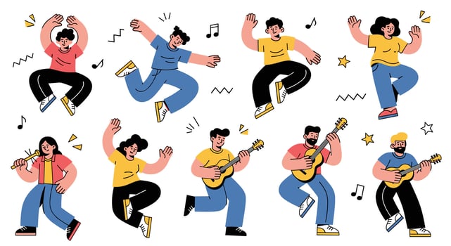 Joyful Music and Dancing People a Celebration of Life Rhythm and Human Expression Art vector