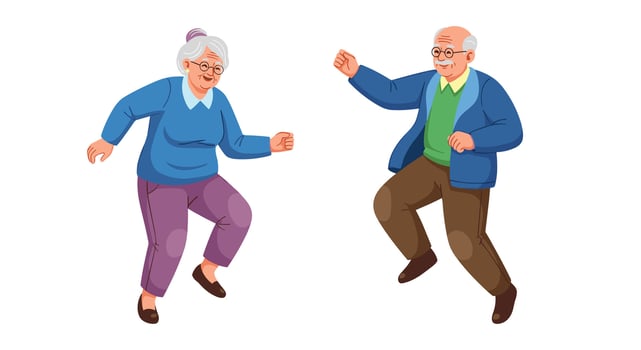 Joyful Elderly Couple Dancing Their Hearts Out Embracing Senior Moments of Happiness vector
