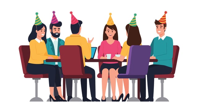 Friends Celebrating a Birthday Together at a Gathering in a Small Restaurant vector