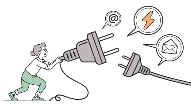 A woman is plugging in an electric plug with icons vector