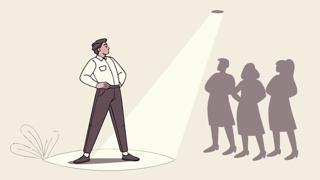A man standing in front of a group of people vector