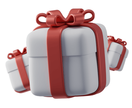 White and red bow gift box floating motion. png