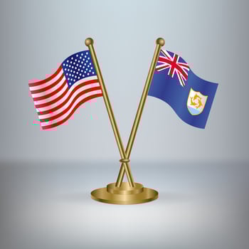 USA and Anguilla table flag relation, with gradient background vector