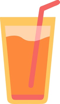 Refreshing orange juice in a glass with straw illustration vector