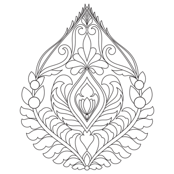 Traditional Thai Kanok pattern with black and white outline. Suitable for tattoos, coloring books, decorative art, cultural illustrations, and digital prints. Transparent background. png