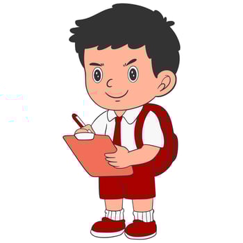 School Boy Illustration Cartoon Wirting vector