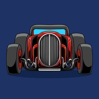 Stylish red retro car front view vector