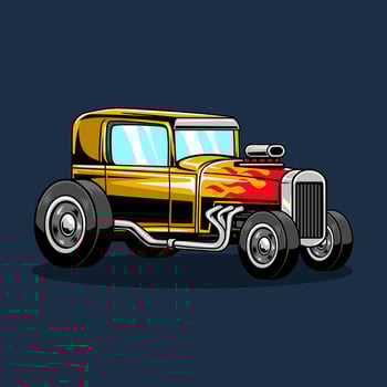 colorful vintage hot rod illustration vector