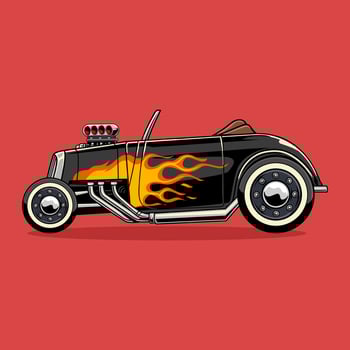 Hot rod car with flame design vector