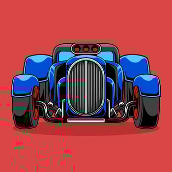 Blue classic car front view vector