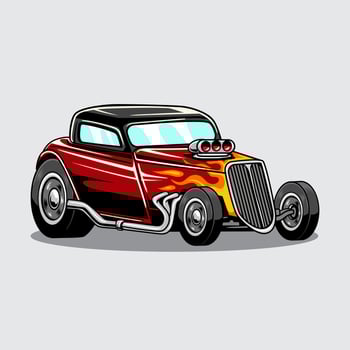 Cartoon classic hot rod car vector