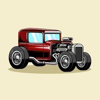 classic red hot rod car vector