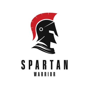 spartan warrior helmet silhouette logo design concept idea vector