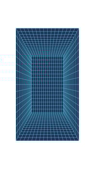 Geometric 3d grid portal, futuristic geometry mesh pattern element graphic, 90s retro geometric grid figure symbol, cyber tech trendy net form illustration. vector