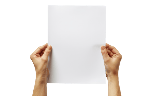 Hand holding blank paper isolated on transparent background png