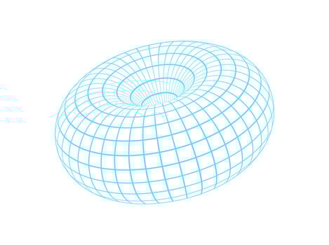 Cyberpunk 3d grid donut, y2k trendy 3d wireframe figure icon, brutal art geometric net pattern structure symbol, 90s retro geometry mesh form illustration. vector