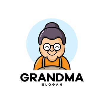 cartoon grandma mascot logo vector