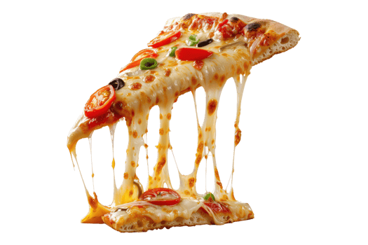 A hot pizza slice with dripping isolated on transparent back ground png