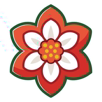 Vibrant Red and White Flower Graphic Design Element, Cheerful Spring Blossom Illustration, Isolated on White Background vector