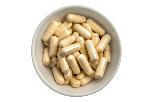 Bowl of omega pills isolated on transparent background png