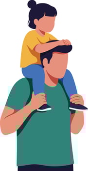 Father carrying daughter on shoulders wearing casual clothes family bonding moment illustration vector