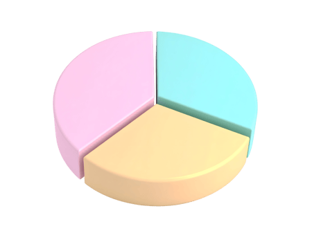 ThreePart Pie Chart on Black Background png